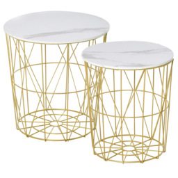 Portland White Wired Nest of Tables Set of 2 - Size: 44 x 44 x 45cm - Wilko - thumbnail 3