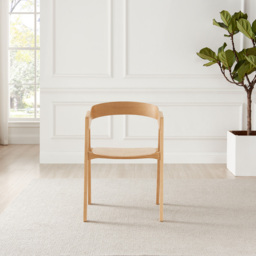 Furniturebox Luna Set of 2 Oak and Veneer Dining Chair - Brown - Wilko - thumbnail 4