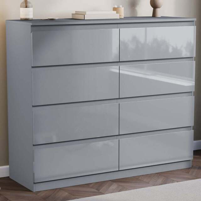 Vida Designs Glinton 8 Drawer Grey Chest of Drawers - Wilko - image 1