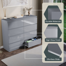 Vida Designs Glinton 8 Drawer Grey Chest of Drawers - Wilko - thumbnail 7