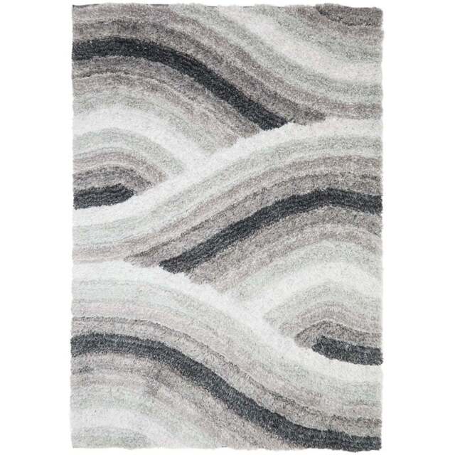 DS Living Wave Grey Ultra Plush Rug 160 x 230cm - Wilko - image 1