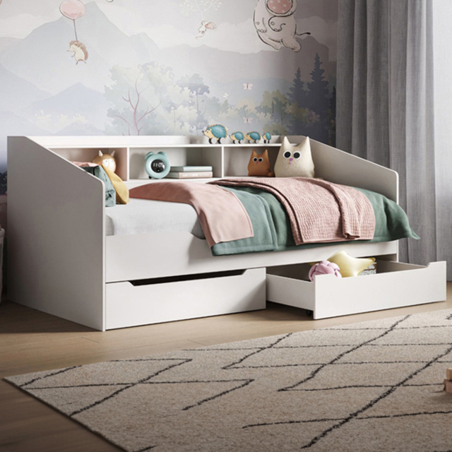 Flair Leni White 2 Drawer 3 Shelves Day Bed - Size: Single - Wilko - image 1