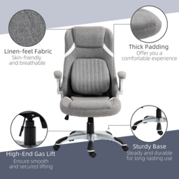 Portland Grey Fabric Office Desk Chair with Adjustable Height - Size: 117 x 76 x 68cm - Wilko - thumbnail 7
