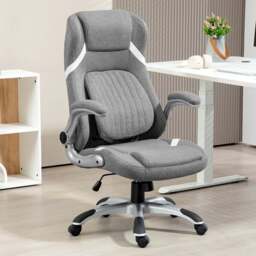 Portland Grey Fabric Office Desk Chair with Adjustable Height - Size: 117 x 76 x 68cm - Wilko