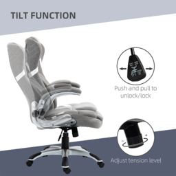 Portland Grey Fabric Office Desk Chair with Adjustable Height - Size: 117 x 76 x 68cm - Wilko - thumbnail 6