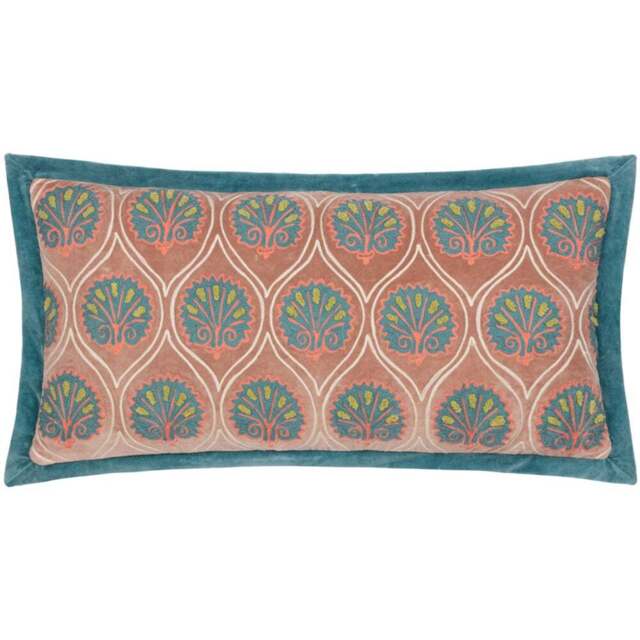 Paoletti Casa Rose and French Blue Embroidered Cushion - Size: 60 x 30cm - Multi - Wilko - image 1