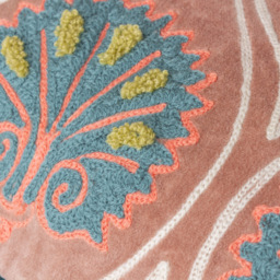 Paoletti Casa Rose and French Blue Embroidered Cushion - Size: 60 x 30cm - Multi - Wilko - thumbnail 5