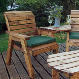 Charles Taylor 2 Seater Angled Companion Dining Set with Green Cushions - Wilko - thumbnail 3