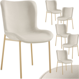 tectake Tessa Set of 6 Beige and Gold Velvet Padded Dining Chair - Cream - Wilko - thumbnail 3