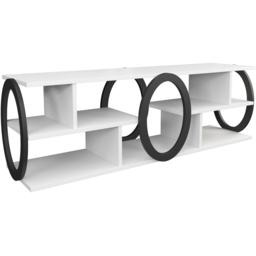 Decorotika Fale 7 Shelf White and Black Modern TV Unit - Size: 45 x 140 x 35cm - Multi - Wilko - thumbnail 7