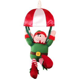 Premier Animated and Musical Elf Kicking Leg Parachuting Christmas Decoration 45cm - Size: 45 x 26 x 26cm - Red - Wilko - thumbnail 1