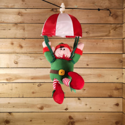 Premier Animated and Musical Elf Kicking Leg Parachuting Christmas Decoration 45cm - Size: 45 x 26 x 26cm - Red - Wilko - thumbnail 4