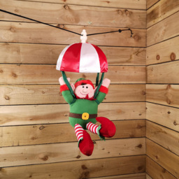 Premier Animated and Musical Elf Kicking Leg Parachuting Christmas Decoration 45cm - Size: 45 x 26 x 26cm - Red - Wilko - thumbnail 5