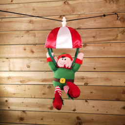 Premier Animated and Musical Elf Kicking Leg Parachuting Christmas Decoration 45cm - Size: 45 x 26 x 26cm - Red - Wilko - thumbnail 3
