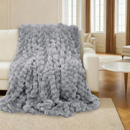 Velosso Silver Chunky Popcorn Throw 150 x 200cm - Size: 200 x 150 x 1cm - Wilko - thumbnail 3