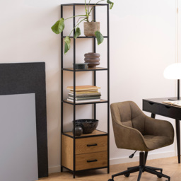 Florence Seaford 2 Drawer 4 Shelf Oak and Black Bookcase - Furniture To Go - Wilko