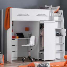 Julian Bowen Pegasus White and Silver High Sleeper with Storage - Size: Single - Wilko