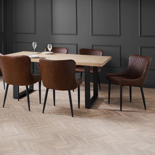 Julian Bowen Berwick 6 Seater Rectangular Dining Set Brown - Wilko - image 1