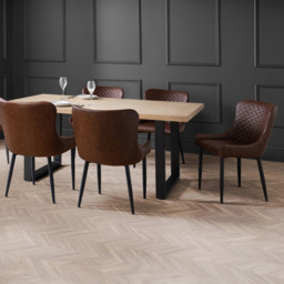 Julian Bowen Berwick 6 Seater Rectangular Dining Set Brown - Wilko - thumbnail 1
