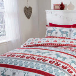 Rapport Home Scandi Super King Red Brushed Cotton Reversible Duvet Set - Wilko - thumbnail 3