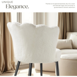 tectake Stella Cream and Black Faux Fur Armchair - Size: Single - Wilko - thumbnail 7