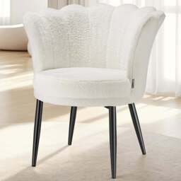 tectake Stella Cream and Black Faux Fur Armchair - Size: Single - Wilko