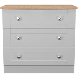 Crowndale Sussex 3 Drawer Grey Ash and Bardolino Oak Chest of Drawers Ready Assembled - Grey Ash & Bardolino Oak - Wilko - thumbnail 3