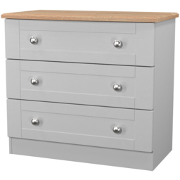 Crowndale Sussex 3 Drawer Grey Ash and Bardolino Oak Chest of Drawers Ready Assembled - Grey Ash & Bardolino Oak - Wilko - thumbnail 4