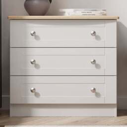 Crowndale Sussex 3 Drawer Grey Ash and Bardolino Oak Chest of Drawers Ready Assembled - Grey Ash & Bardolino Oak - Wilko
