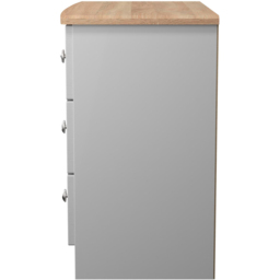 Crowndale Sussex 3 Drawer Grey Ash and Bardolino Oak Chest of Drawers Ready Assembled - Grey Ash & Bardolino Oak - Wilko - thumbnail 5