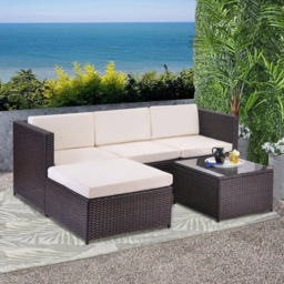 Rupert 4 Seater Brown Rattan Outdoor L-Shape Corner Sofa Set - MCC - Wilko - thumbnail 1