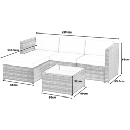 Rupert 4 Seater Brown Rattan Outdoor L-Shape Corner Sofa Set - MCC - Wilko - thumbnail 4