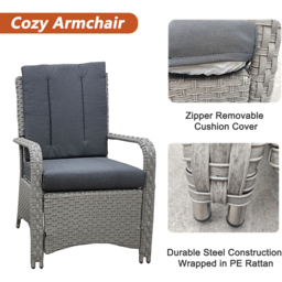 Furniture One 2 Seater Rattan Garden Lounge Set - Grey - Wilko - thumbnail 6
