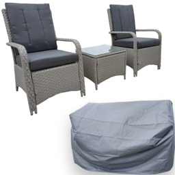 Furniture One 2 Seater Rattan Garden Lounge Set - Grey - Wilko - thumbnail 4