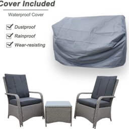 Furniture One 2 Seater Rattan Garden Lounge Set - Grey - Wilko - thumbnail 7