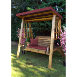 Charles Taylor Dorset 2 Seater Swing with Burgundy Cushions and Roof Cover - Red - Wilko - thumbnail 3