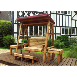 Charles Taylor Dorset 2 Seater Swing with Burgundy Cushions and Roof Cover - Red - Wilko - thumbnail 7