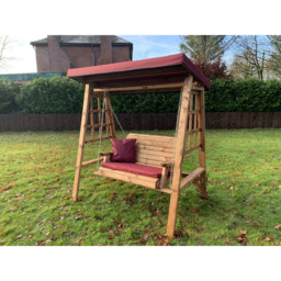 Charles Taylor Dorset 2 Seater Swing with Burgundy Cushions and Roof Cover - Red - Wilko - thumbnail 6