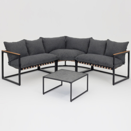 Home Detail Marbella 5 Seater Black Corner Sofa Set with Dark Grey Cushions - Wilko - thumbnail 3