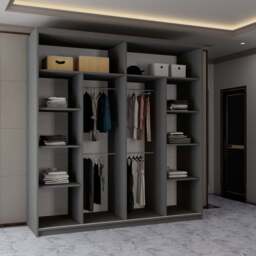Sliding Wardrobes 4U 2 Sliding Door Grey Modern Wide Mirrored Wardrobe 203cm - Size: 2 Door - Wilko - thumbnail 6