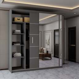 Sliding Wardrobes 4U 2 Sliding Door Grey Modern Wide Mirrored Wardrobe 203cm - Size: 2 Door - Wilko - thumbnail 5