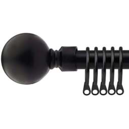 New Edge Blinds 120-210cm Extendable Black Sphere Metal Curtain Pole - Size: 120 - 210cm - Wilko