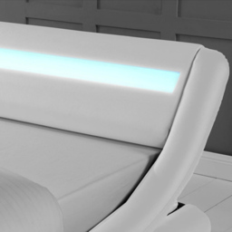 Home Detail Galaxy Double White Faux Leather Bed Frame with LED - Wilko - thumbnail 5
