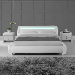 Home Detail Galaxy Double White Faux Leather Bed Frame with LED - Wilko - thumbnail 4
