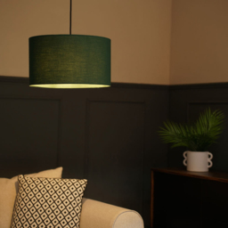 ValueLights Reni Forest Green Fabric Medium Drum Shade - Size: 20 x 35 x 35cm - Wilko - thumbnail 3
