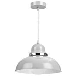 Premier Housewares Blue Bowl Shaped Pendant Light - Size: 30 x 30 x 115cm - Grey - Wilko