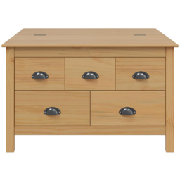 vidaXL Hill 5 Drawer Honey Brown Solid Pine Wood Coffee Table - Size: 49 x 79.5 x 79.5cm - Wilko - thumbnail 7
