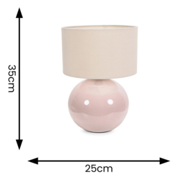 ValueLights Bosco Cream Stone Cream Fabric Shade Ceramic LED Table Lamp - Size: 35 x 25 x 25cm - Wilko - thumbnail 5