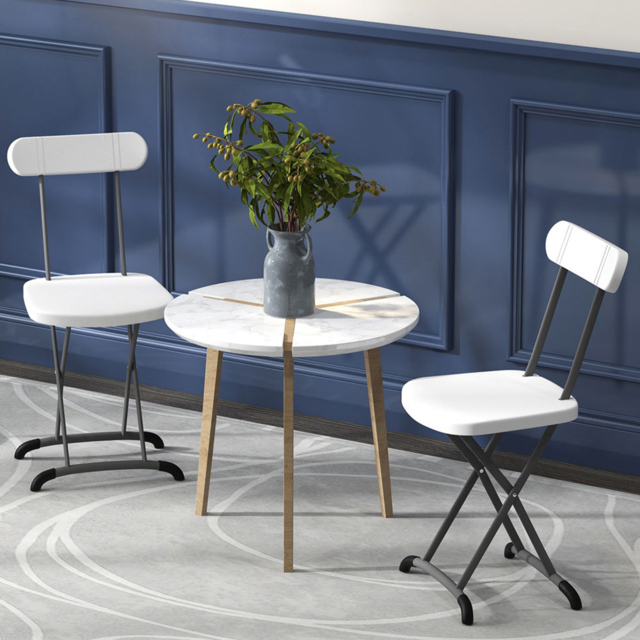 Costway White Indoor and Outdoor Metal Folding Stool Set of 2 - Size: 103 x 50 x 15cm - Wilko - image 1
