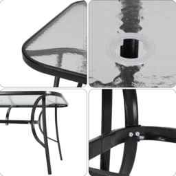 Living and Home Tempered Glass 4 Seater Rectangular Garden Dining Table Black - Wilko - thumbnail 6